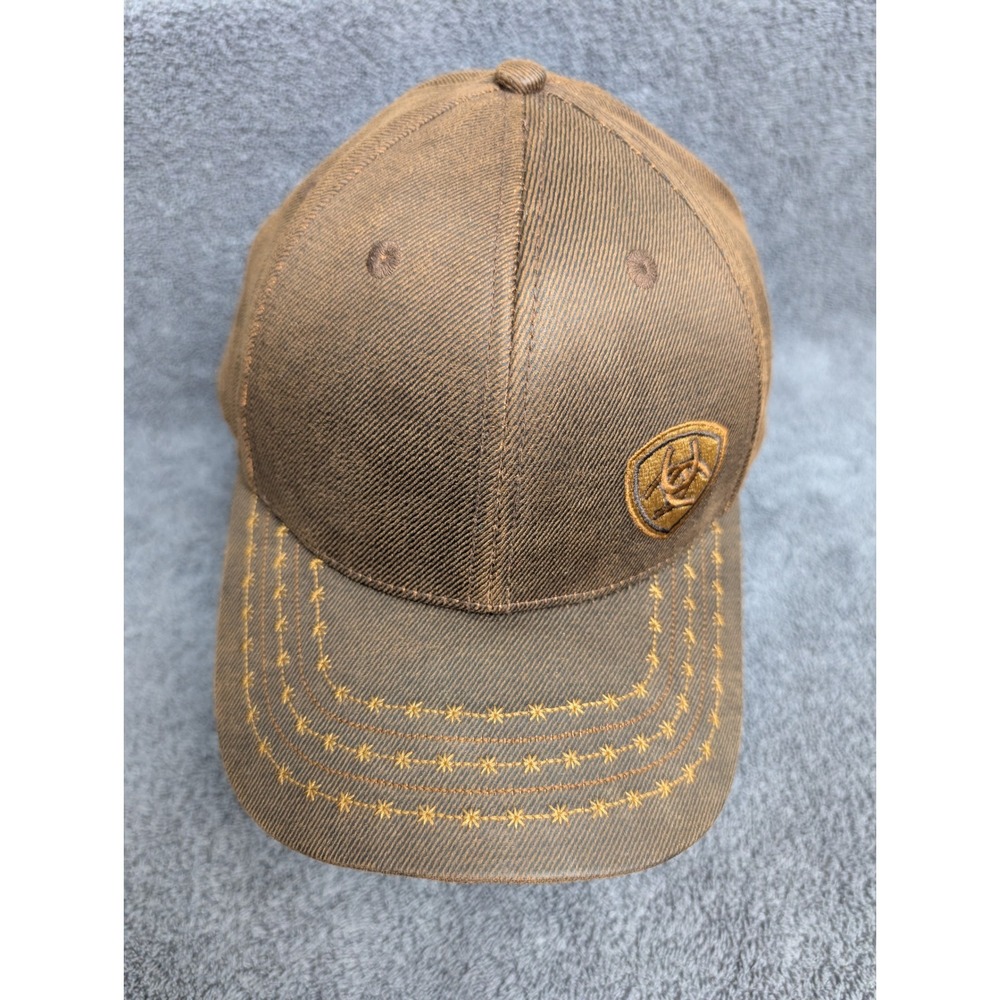 Ariat Mens Brown Canvas Logo Adjustable Baseball Cap Hat 7479